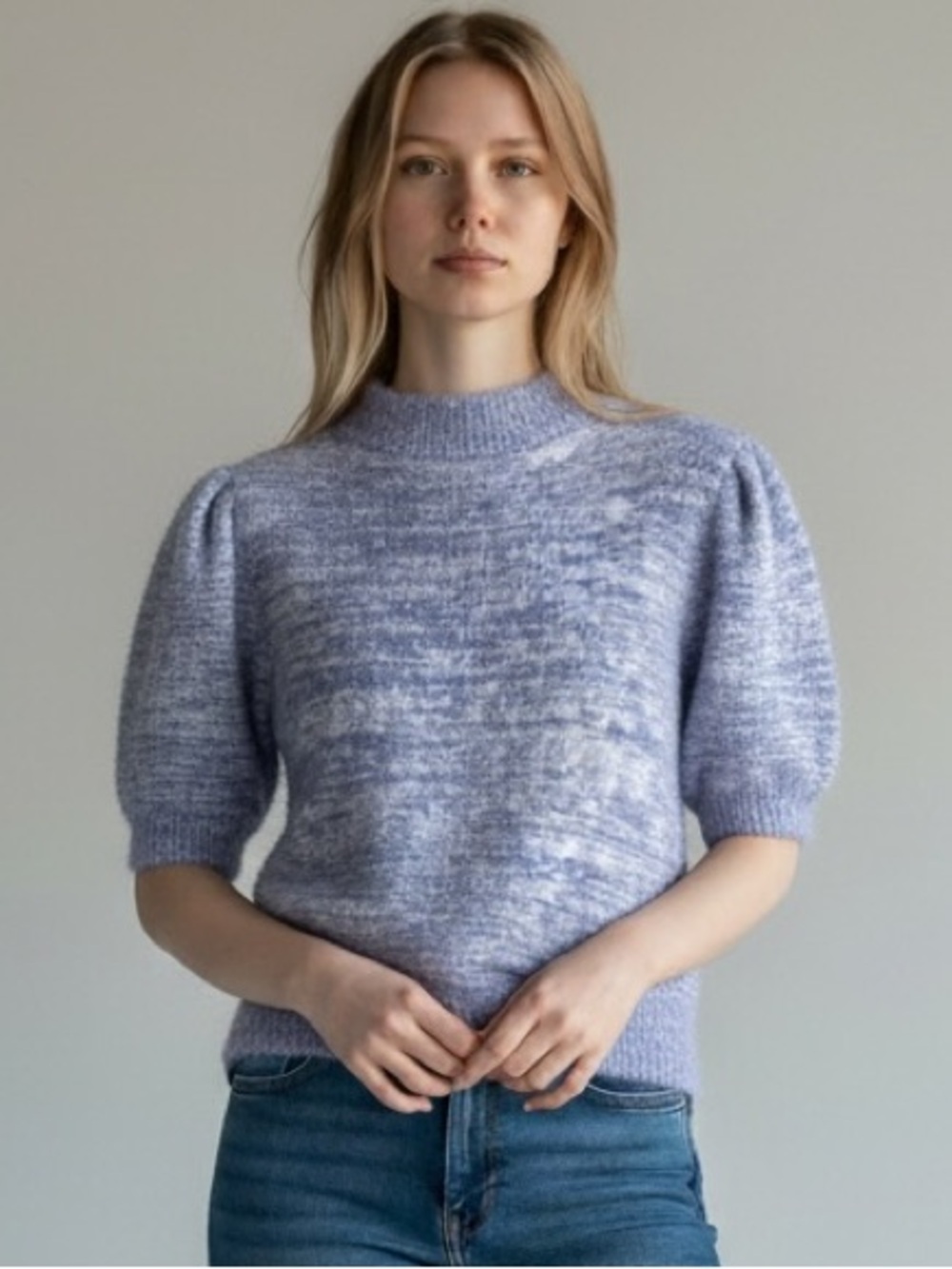 Philosophy Republic Clothing Blue Fuzzy Marled Knit Sweater Large